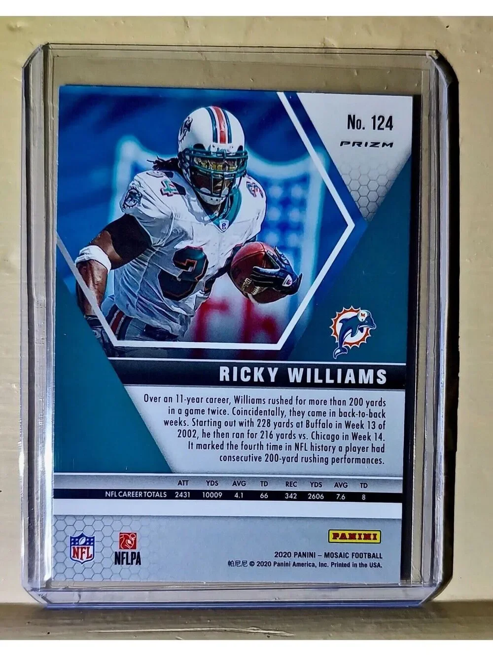 Ricky Williams 2020 Panini Mosaic Prizm Football #124 NFL Card Dolphins